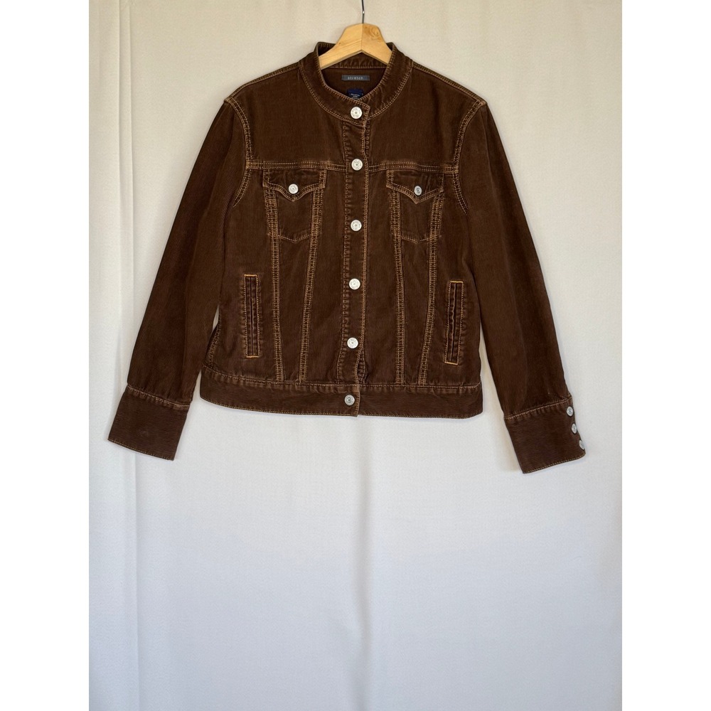 Vintage Y2K 2003 GAP Brown Stretch Corduroy Snap Front Trucker Jacket Size Large